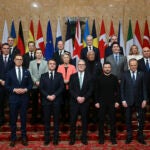 Britain's Prime Minister Keir Starmer, front center, hosts the European leaders' summit to discuss Ukraine, at Lancaster House, London, Sunday March 2, 2025.