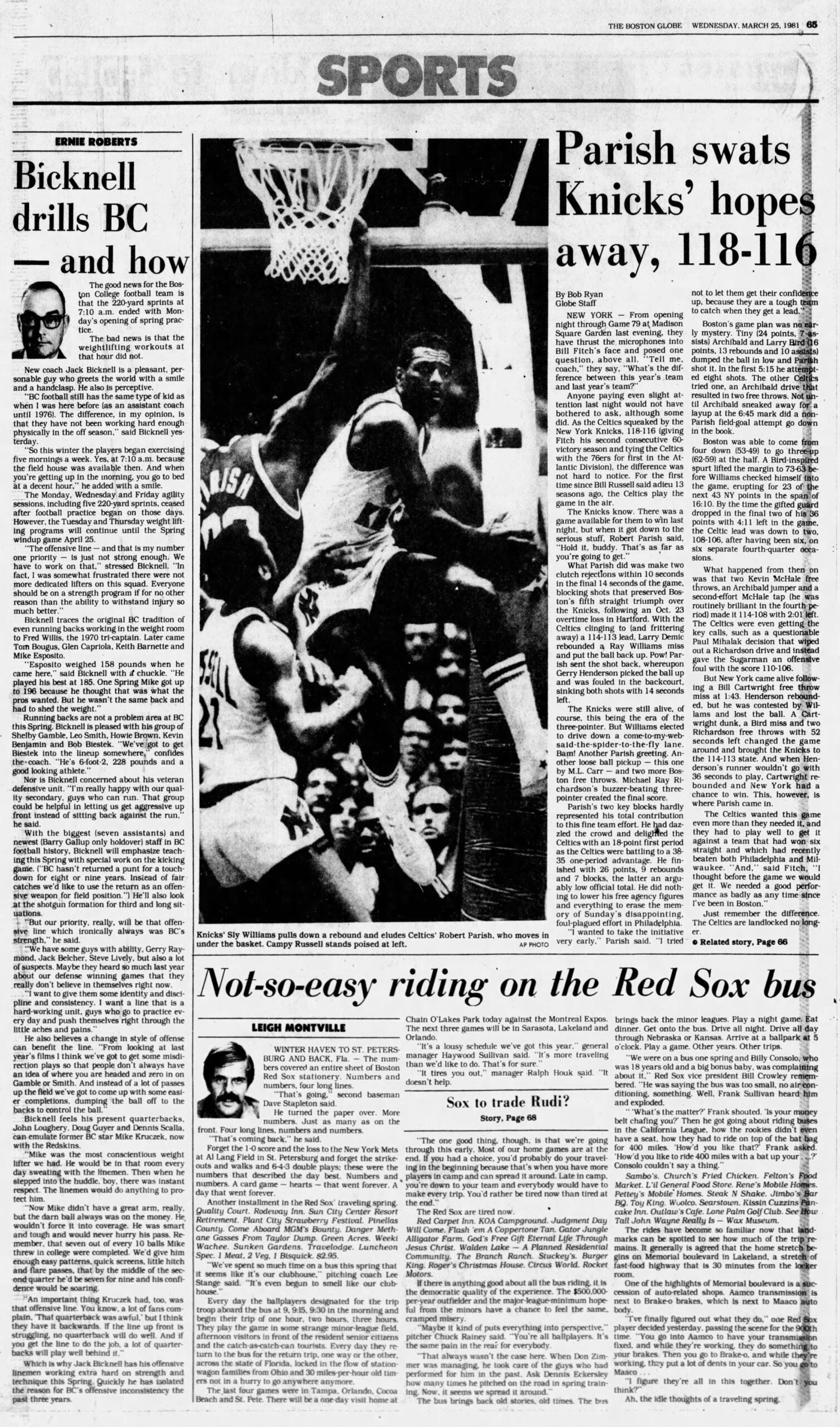 1981 Boston Globe Sports