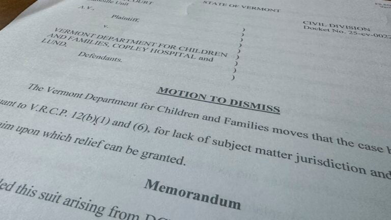 The Vermont Department for Children and Family's motion to dismiss a lawsuit.