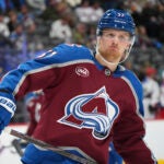 Colorado Avalanche center Casey Mittelstadt (37) in the second period of an NHL hockey game Tuesday, Jan. 14, 2025, in Denver.