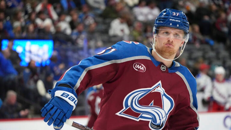 Colorado Avalanche center Casey Mittelstadt (37) in the second period of an NHL hockey game Tuesday, Jan. 14, 2025, in Denver.
