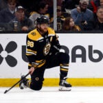 Boston Bruins right wing David Pastrnak (88) on the ice to face the Nashville Predators during the second period at TD Garden.