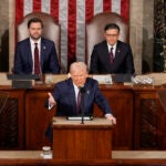 House Speaker Mike Johnson of La., right, and Vice President JD Vance, left, listen as President Donald Trump addresses a joint session of Congress at the Capitol in Washington, Tuesday, March 4, 2025.