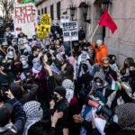 Demonstrators have marched to demand that immigration authorities release Mahmoud Khalil, a pro-Palestinian activist and former Columbia student who is a legal permanent resident.