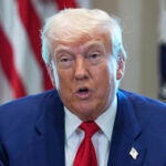 President Donald Trump speaks during a cabinet meeting at the White House, Wednesday, April 30, 2025, in Washington.