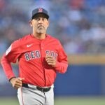 MONTERREY, MEXICO - MARCH 24: Manager Alex Cora of the Boston Red Sox enters the field prior to the MLB Monterrey Series between the Boston Red Sox and Sultanes de Monterrey at estadio Mobil Super on March 24, 2025 in Monterrey, Mexico.
