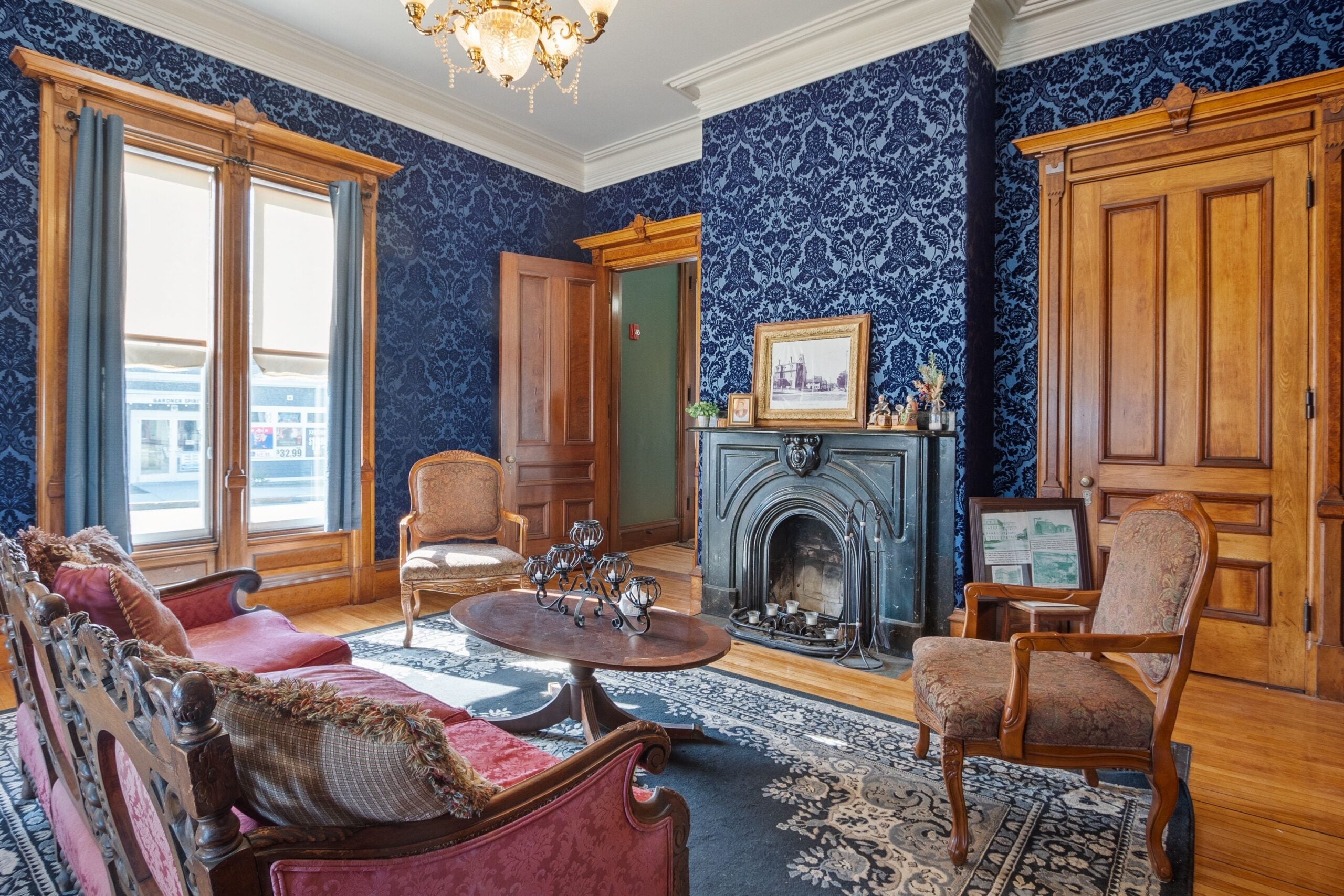 A sitting room at the S.K. Pierce Mansion.