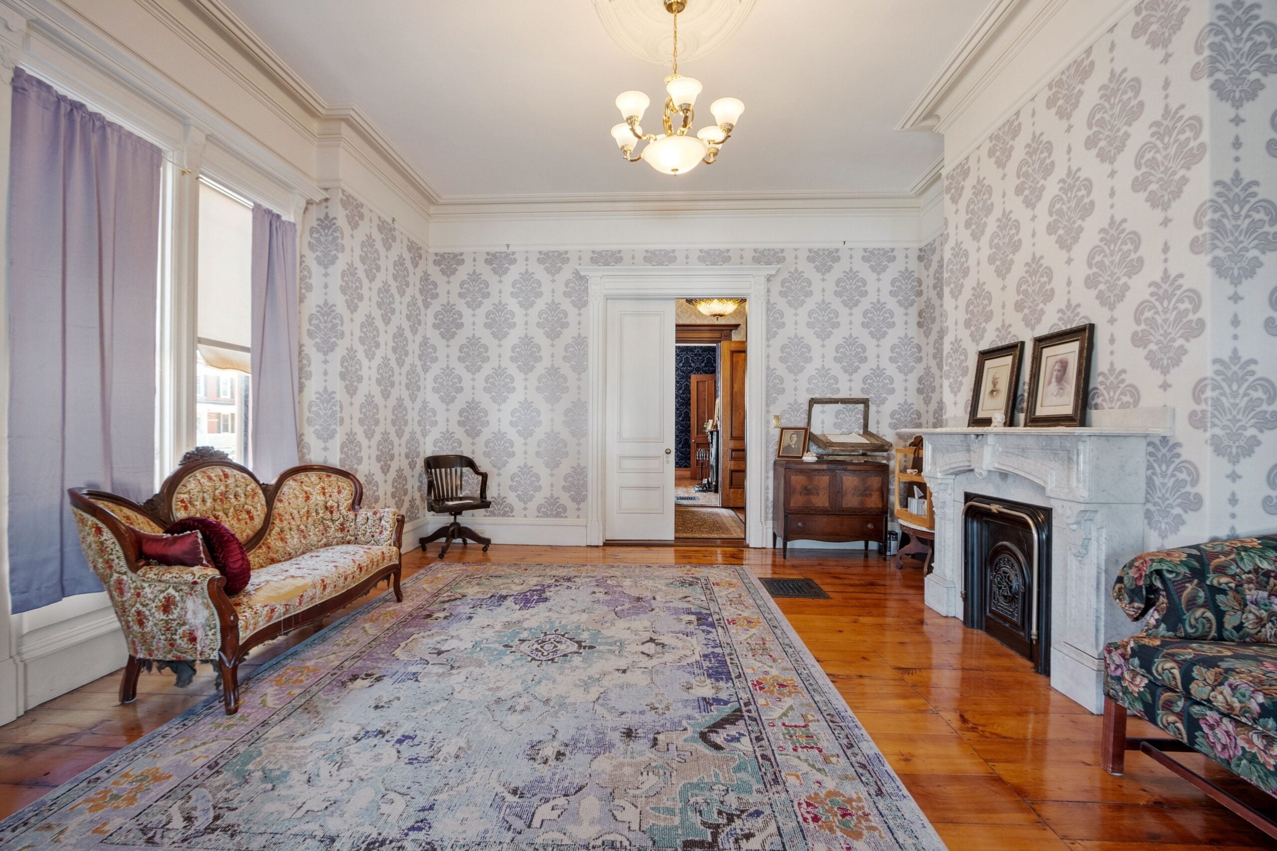 A sitting room at the S.K. Pierce Mansion.