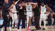 Jayson Tatum pays teammates a visit at team hotel in New York