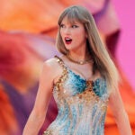 Taylor Swift performs at Wembley Stadium.