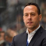 Marco Sturm of Germany watches from the sidelines during the Deutschland Cup 2017 match between Germany and USA at Curt-Frenzel-Stadion on November 12, 2017 in Augsburg, Germany.