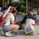 A rally in support of international students at Harvard University in Cambridge, Mass.