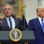 Secretary of Health and Human Services Robert F. Kennedy Jr. speaks at a news conference with President Donald Trump.