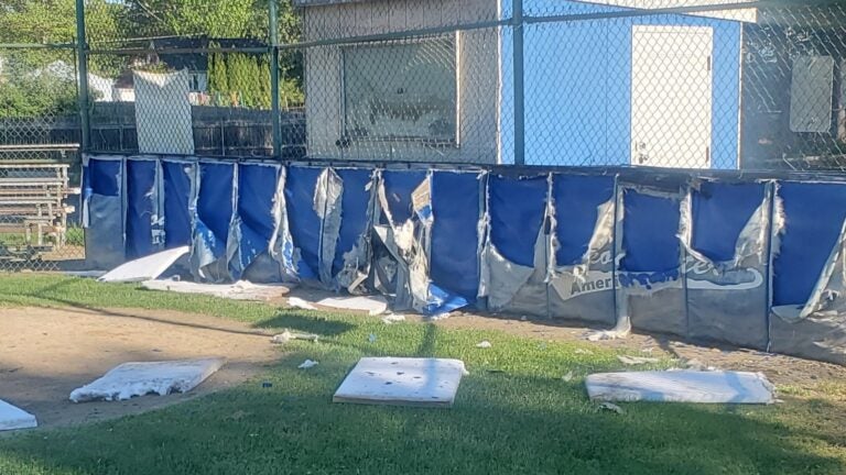 The destroyed backstop will cost thousands of dollars to replace, the league said.