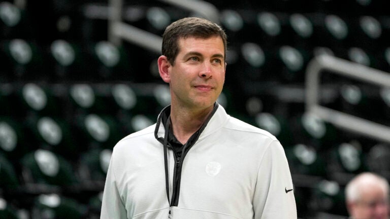 Boston Celtics GM and president of basketball operations Brad Stevens before game five of the NBA Eastern Conference playoffs against the Orlando Magic at TD Garden.
