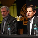 Cam Neely, President and Don Sweeney, GM during the team’s end of season press conference at TD Garden in Boston, MA.