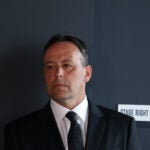 New Bruins coach Marco Sturm waits to be announced to reporters at a press conference at the Bruins Front Office in Boston, MA on June 10, 2025.