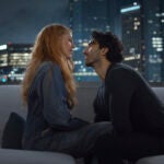 This image released by Sony Pictures shows Justin Baldoni, right, and Blake Lively in a scene from "It Ends With Us."