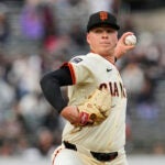 San Francisco Giants' Kyle Harrison pitches to a San Diego Padres batter during the first inning of a baseball game Wednesday, June 4, 2025, in San Francisco.