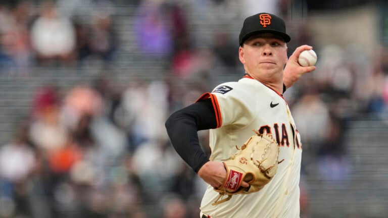 San Francisco Giants' Kyle Harrison pitches to a San Diego Padres batter during the first inning of a baseball game Wednesday, June 4, 2025, in San Francisco.