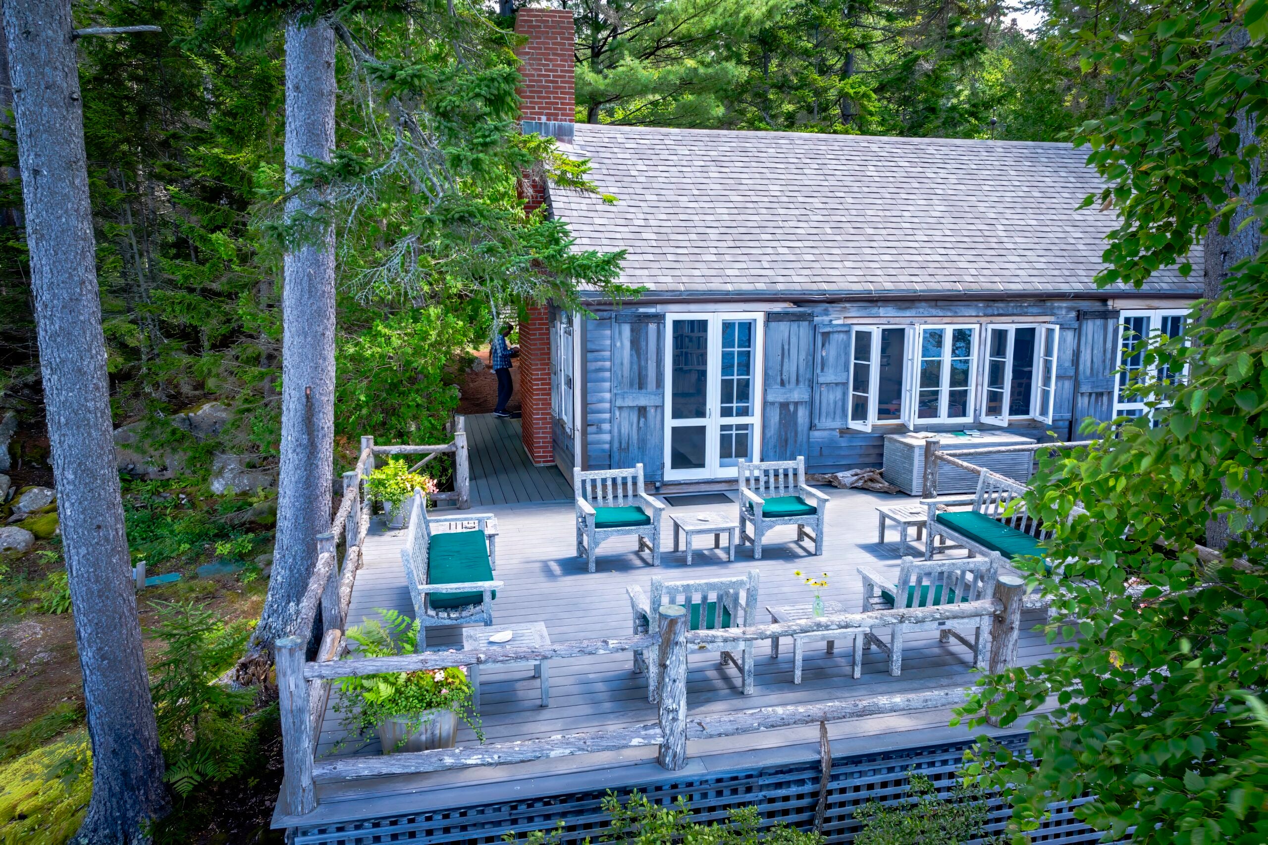 The property has views of Pretty Marsh Harbor out to Blue Hill Bay.