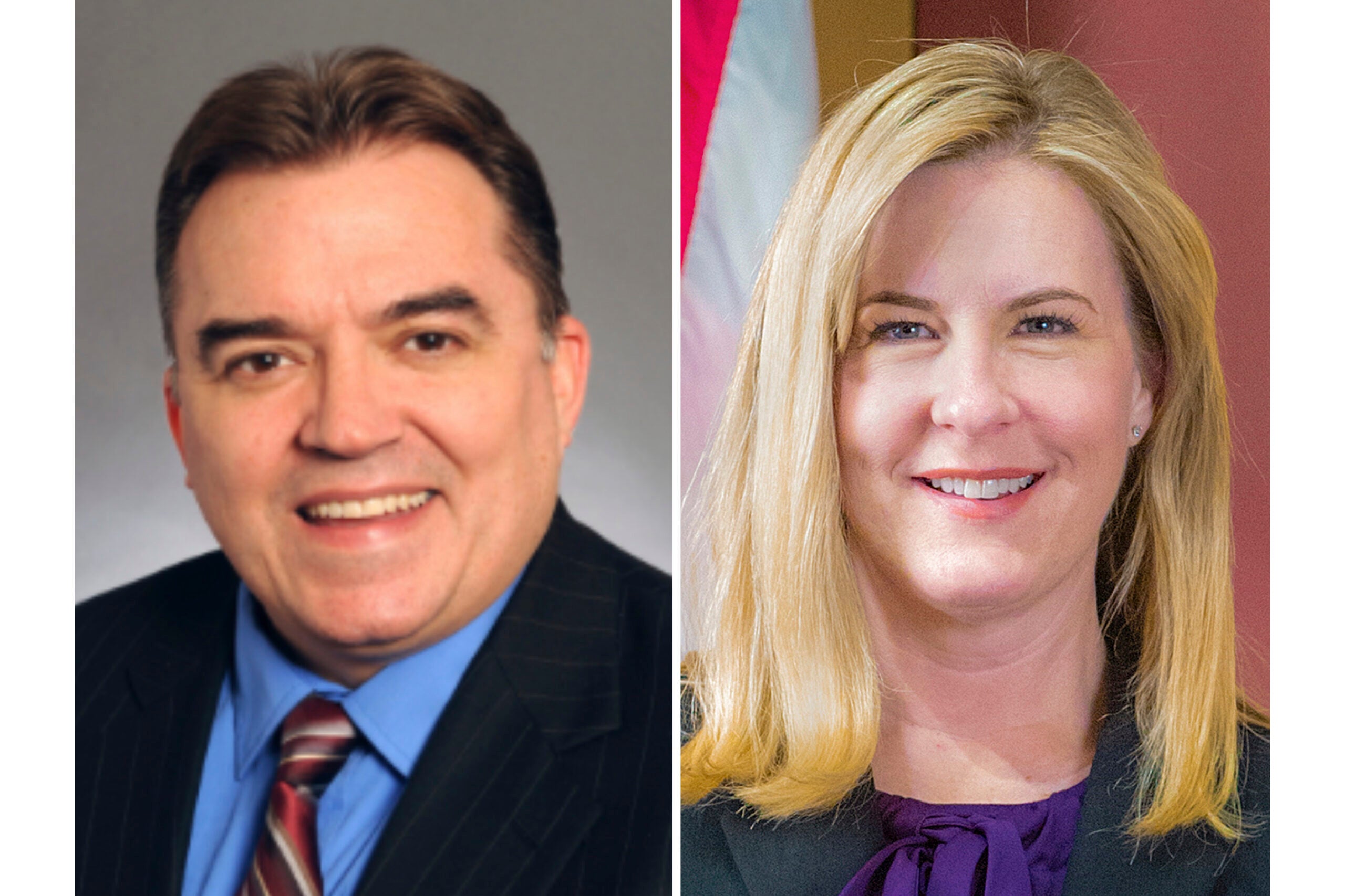 This combo from photos provided by Minnesota Legislature shows from left, Senator John A. Hoffman and Rep. Melissa Hortman.  