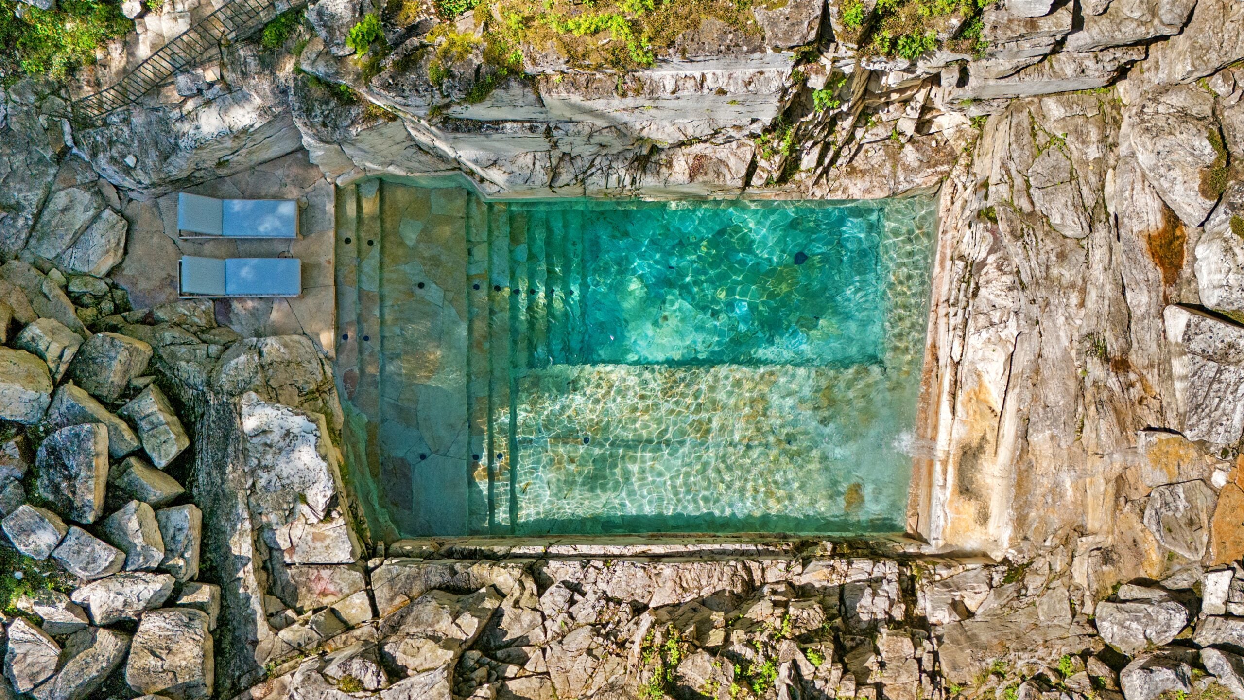 An aerial view of the pool.