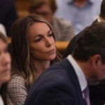 Karen Read listens to testimony during the murder retrial at Norfolk Superior Court in Dedham.