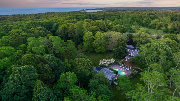 An aerial view of 180 Pilot Hill Farm, Vineyard Haven.