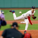 Boston Red Sox starting pitcher Walker Buehler (0) pitches to the Tampa Bay Rays during the first inning at Fenway Park on July 10, 2025.