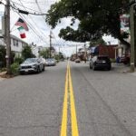 Adams Street where the red, white and green colored lines were painted over.
