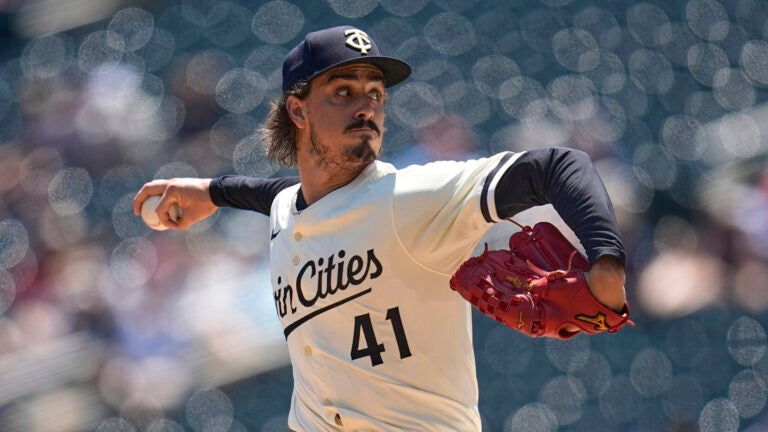 Minnesota Twins starting pitcher Joe Ryan delivers during the first inning of a baseball game against the Tampa Bay Rays, Sunday, July 6, 2025, in Minneapolis.