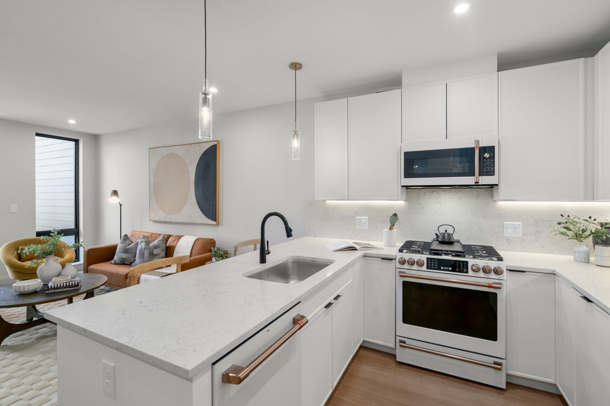 The kitchen at 100 Lincoln Street, Unit 405 in Brighton. 