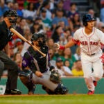 Red Sox designated hitter Masataka Yoshida returned to the lineup and hit a single in his first at bat during the second inning.