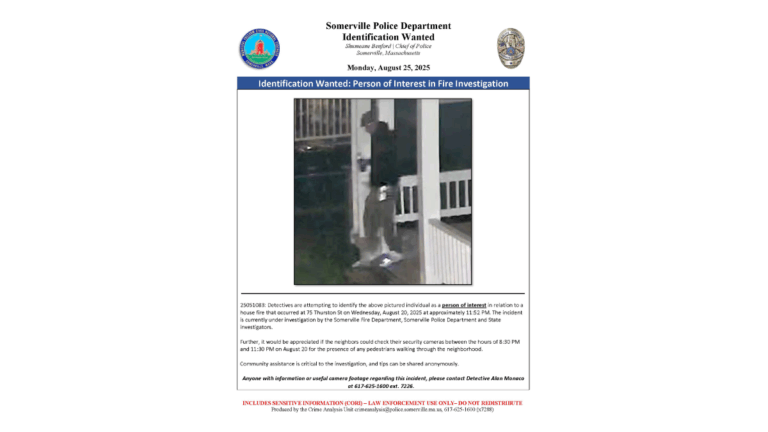 Police search for person allegedly connected to large Somerville fire