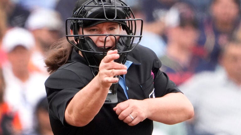 Home plate umpire Jen Pawol.