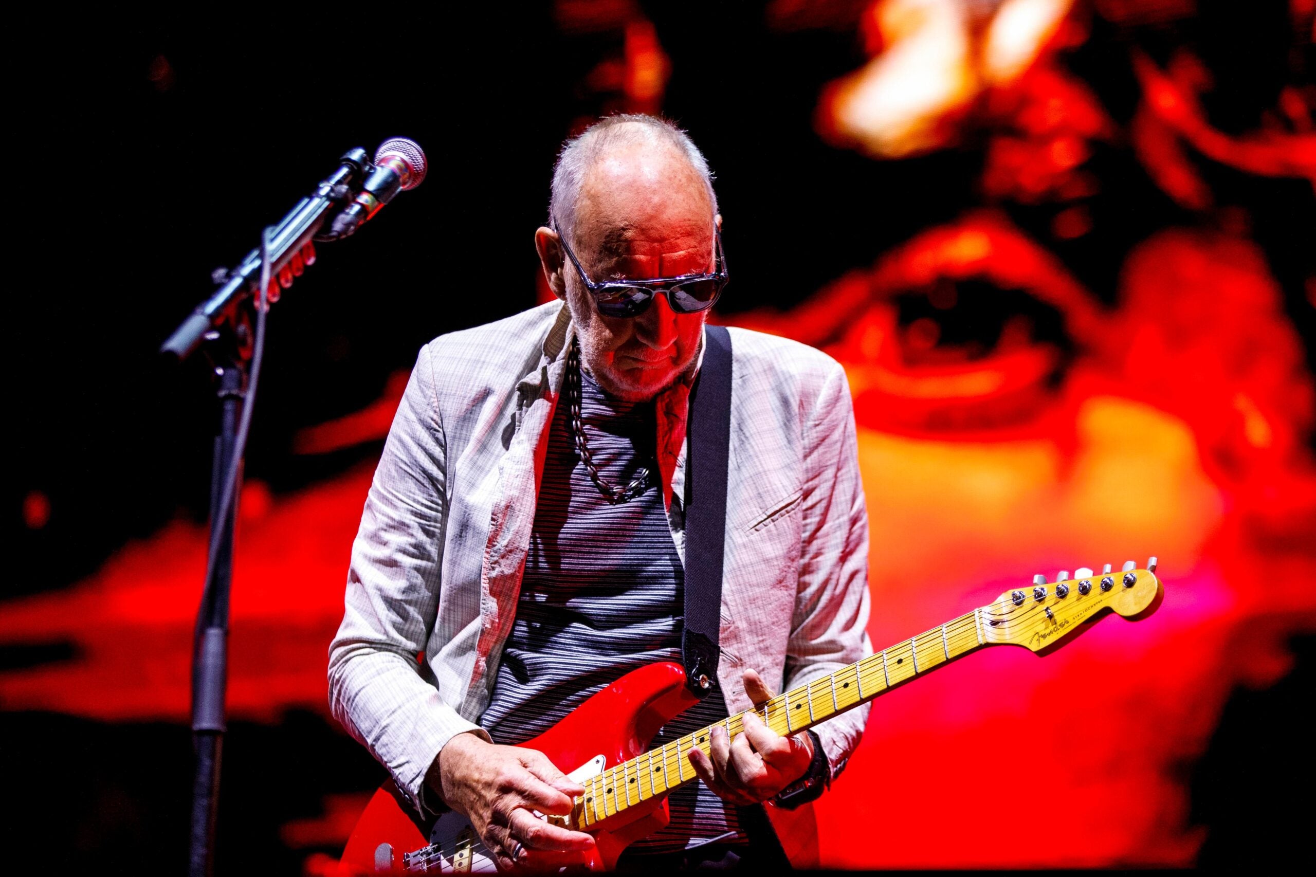The Who's Pete Townshend performs at Fenway Park on Tuesday, Aug. 26, 2025.
