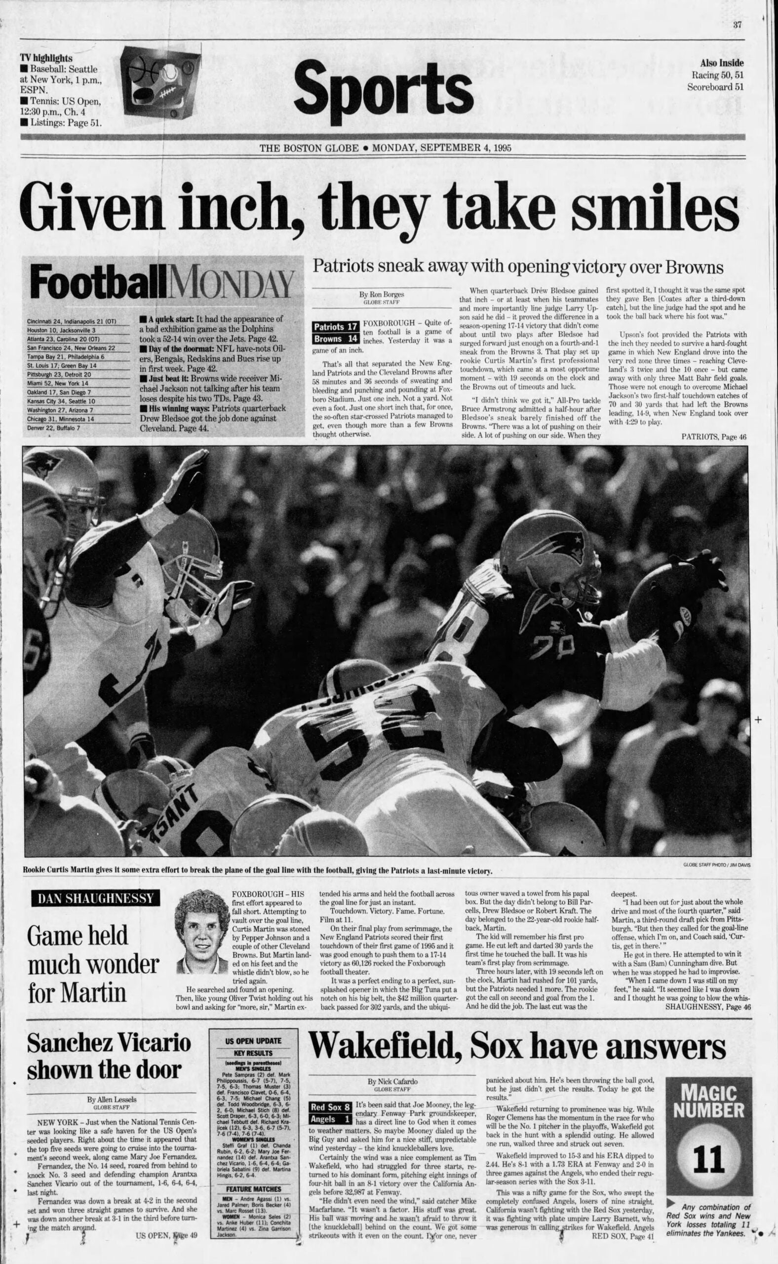 1995 Patriots Red Sox Boston Globe