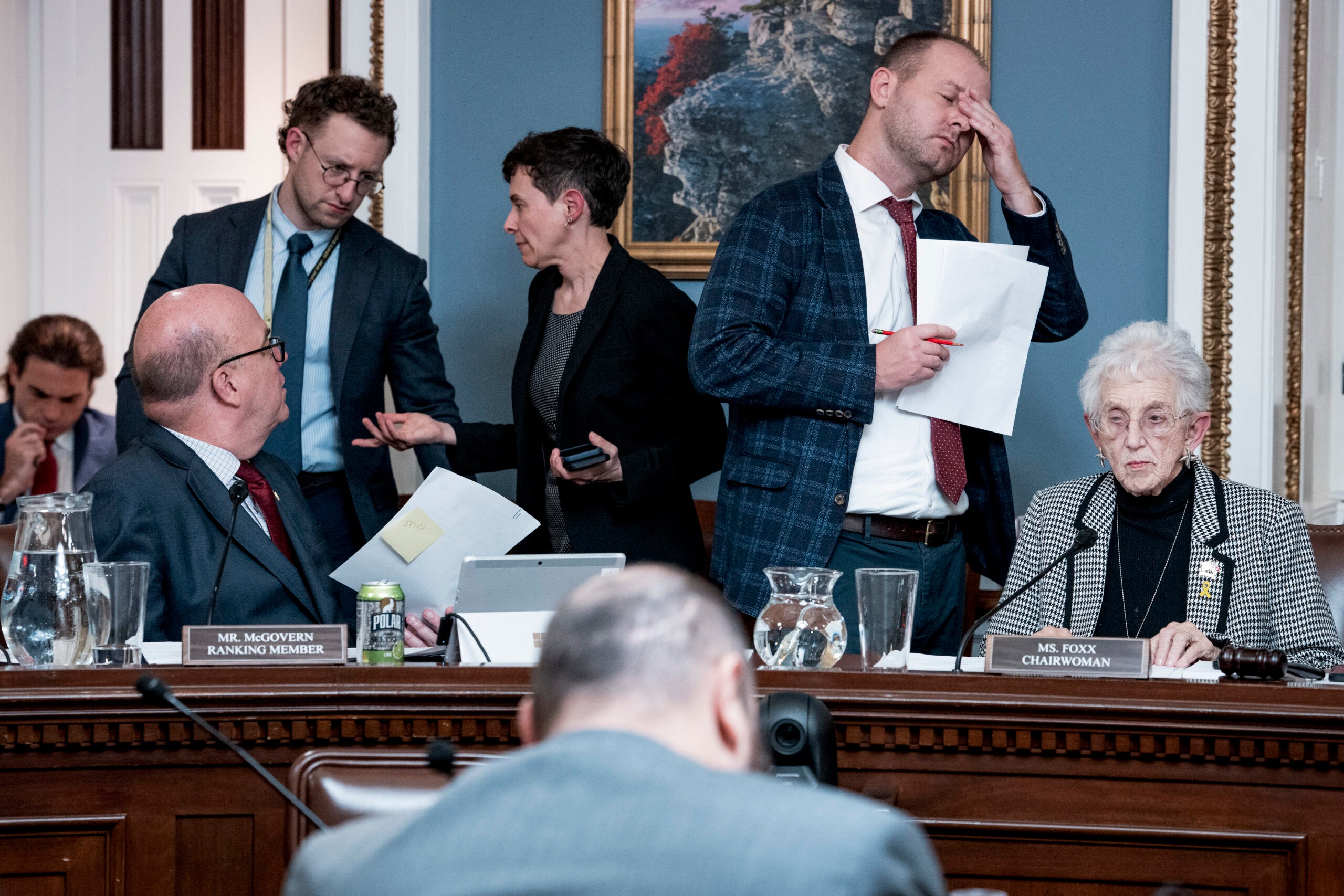Rep. Jim McGovern (D-Mass.) and Rep. Virginia Foxx (R-N.C.), chair of the House Rules Committee.