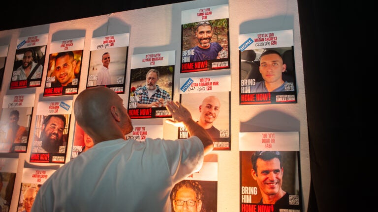 Release of Israeli hostages celebrated at Oct. 7 exhibit in Boston
