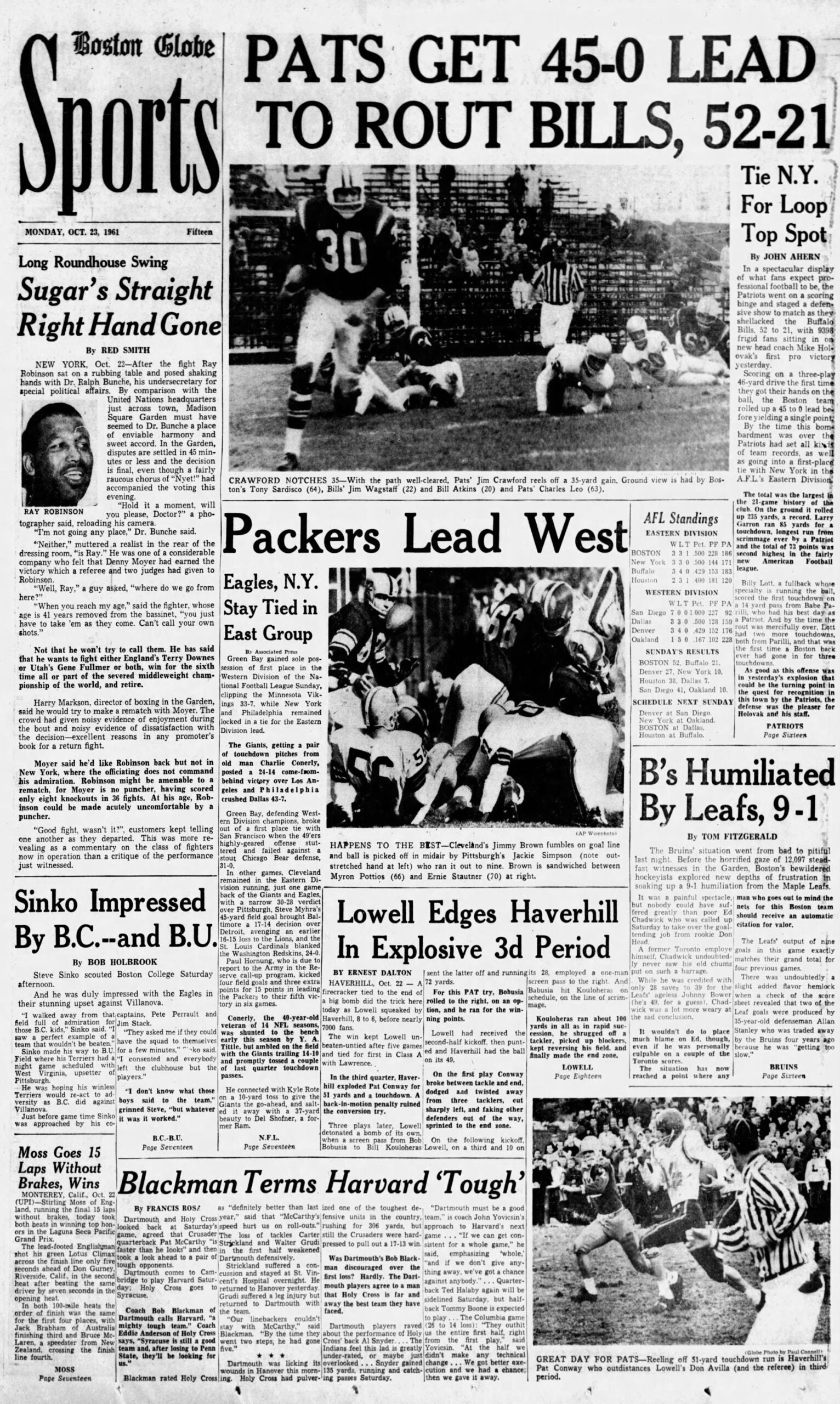 Patriots Bills Globe Sports 1961