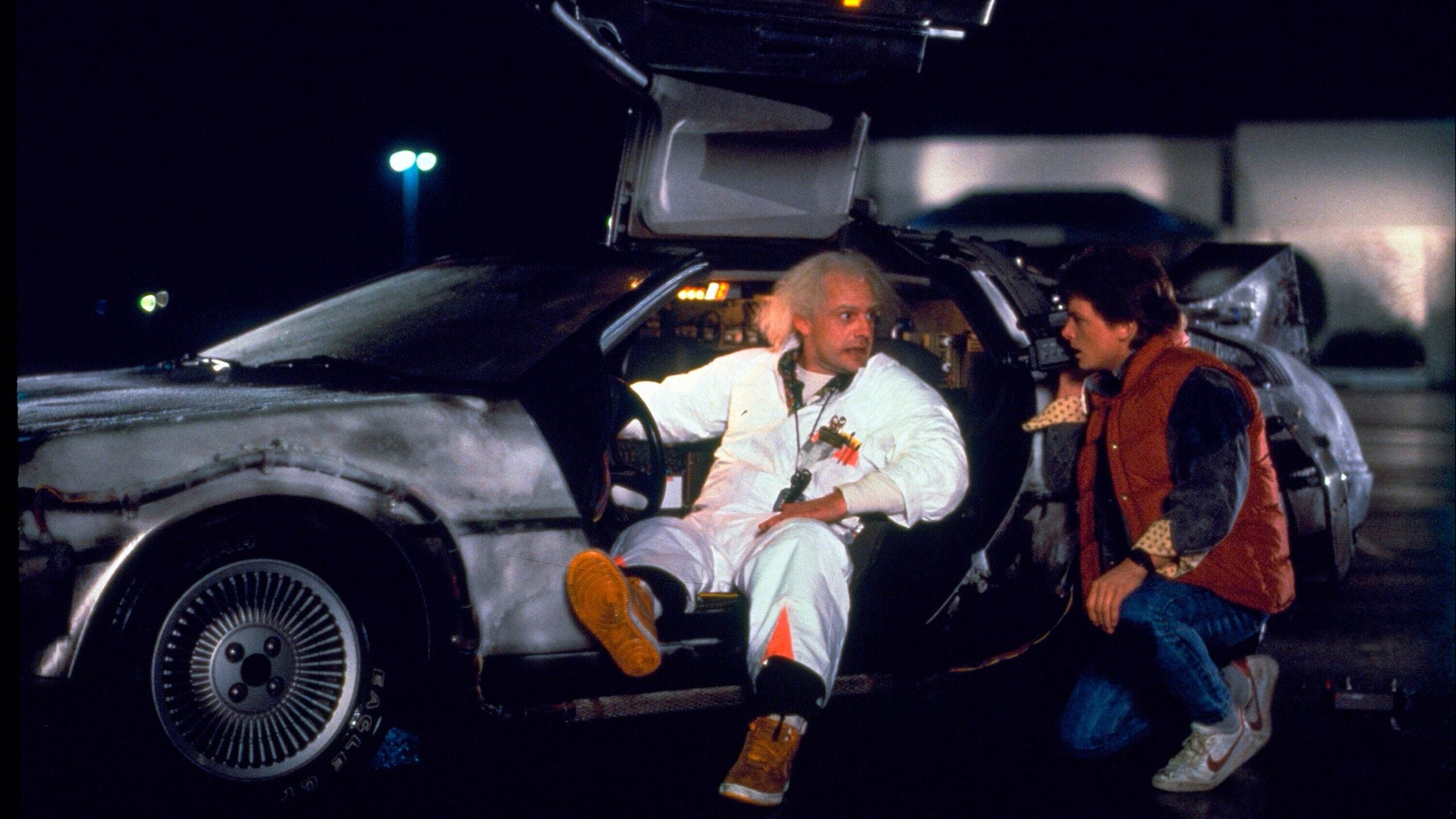 Christopher Lloyd as Dr. Emmett Brown and Michael J. Fox as Marty McFly in the 1985 film "Back to the Future."