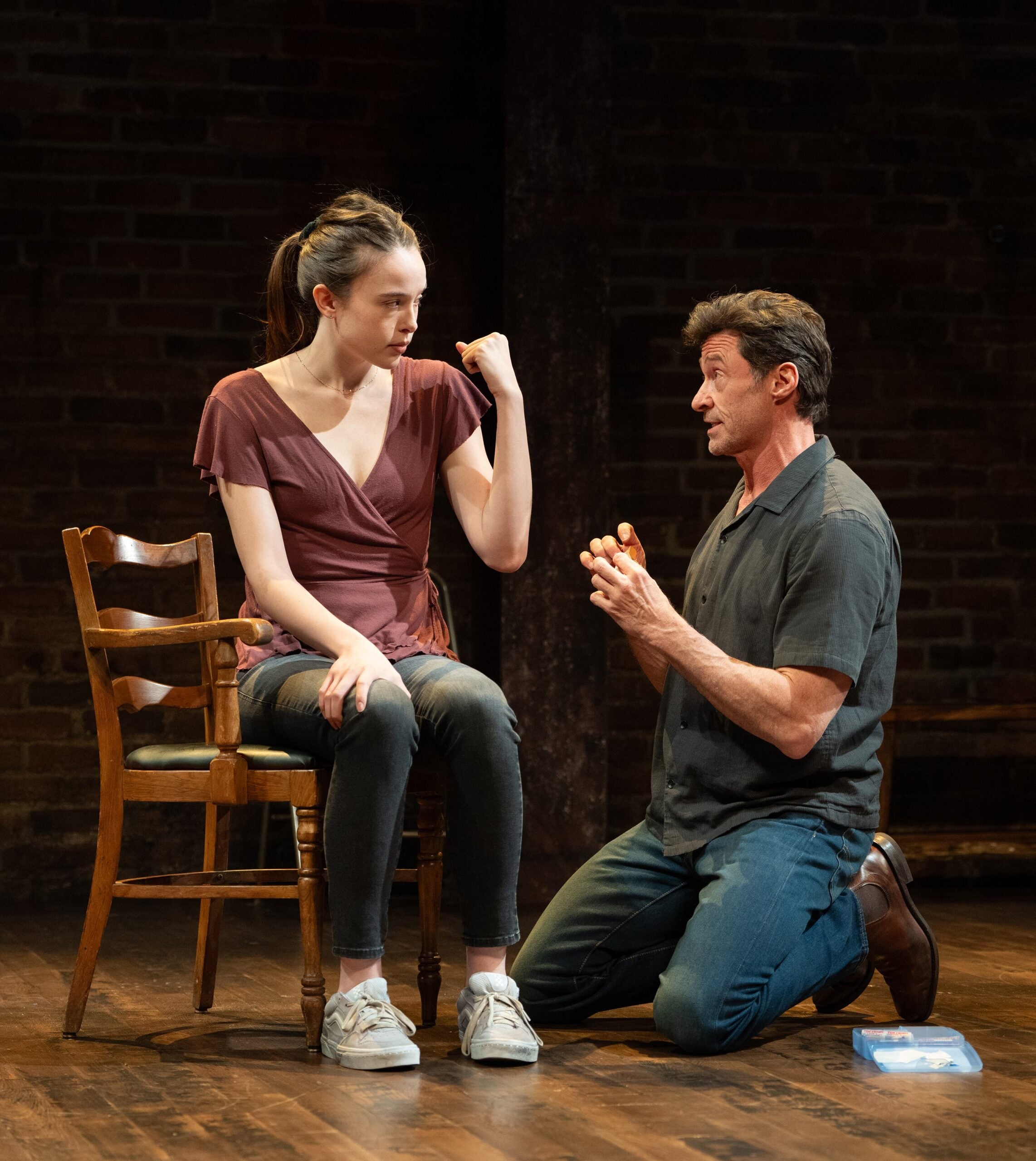 Ella Beatty, izquierda, y Hugh Jackman en la obra “Sexual Maladuct of the Middle Classes”.