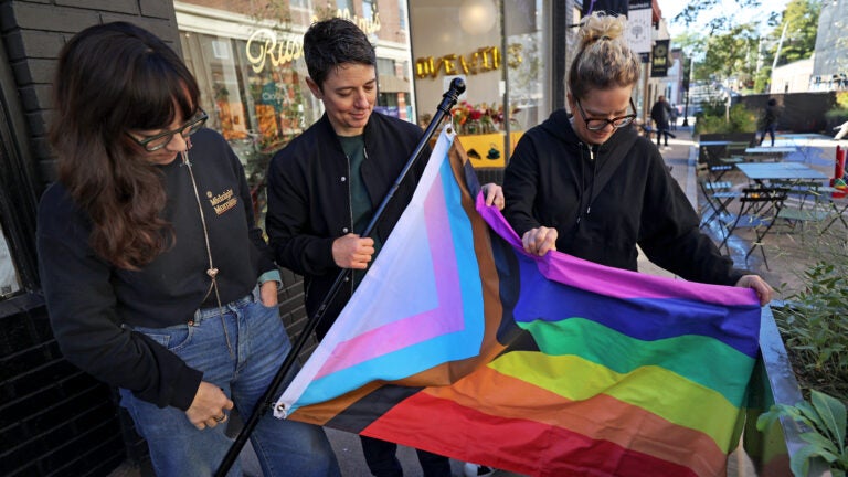 The LGBTQ Pride flag was intentionally torn down from its flagpole outside the foods store Russ & Mimi's in Roslindale.