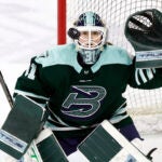 Boston Fleet goalie Aerin Frankel (31) keeps her eye on the puck before making a save against the Toronto Sceptres during the second period at the Tsongas Center.
