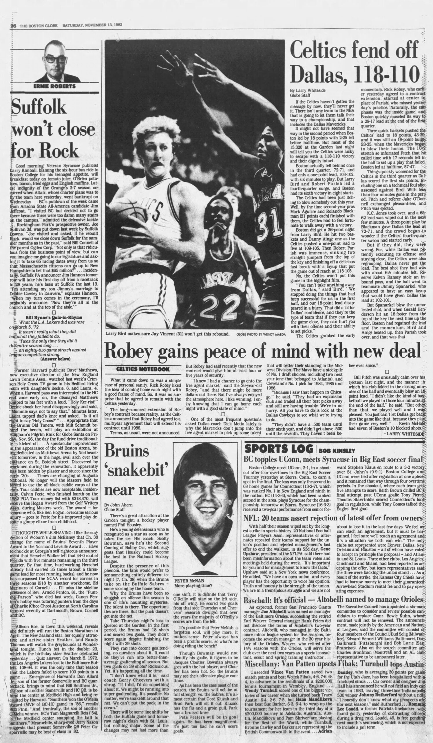 1982 Celtics Boston Globe Sports