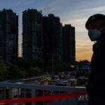 Burned buildings are seen at the scene of the fire at Wang Fuk Court, a residential estate in the Tai Po district of Hong Kong's New Territories.