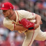 St. Louis Cardinals starting pitcher Sonny Gray throws during the first inning of a baseball game against the New York Yankees Saturday, Aug. 16, 2025, in St. Louis.