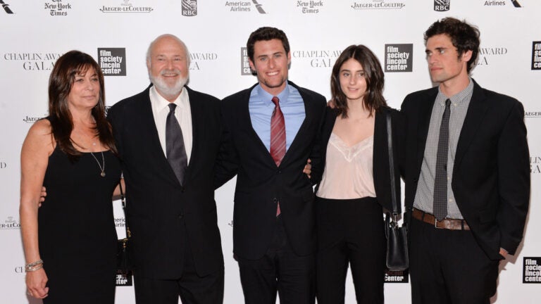 Honoree Rob Reiner, second left, poses with his wife Michele, left, and children Jake, center, Romy, and Nick at the 41st annual Chaplin Award Gala at Avery Fisher Hall, April 28, 2014, in New York.