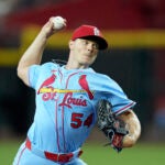 St. Louis Cardinals starting pitcher Sonny Gray throws against the Arizona Diamondbacks during the first inning of a baseball game Saturday, July 19, 2025, in Phoenix.